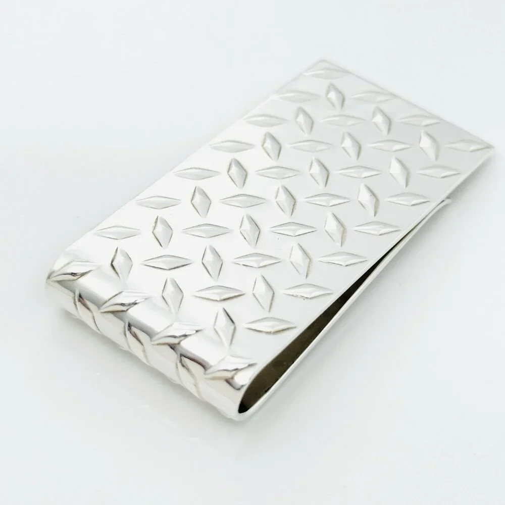 Tiffany Tire Tread Plate Diamond Plate Money Clip in Sterling Silver Mens Unisex
